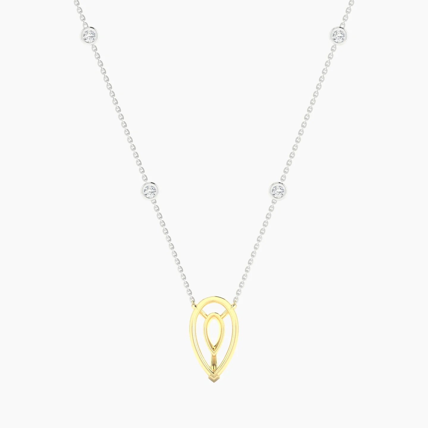 Solitaire with Sautoir | 18k White & Yellow Gold 5-7.99 ct Pear Cut Pendant Setting