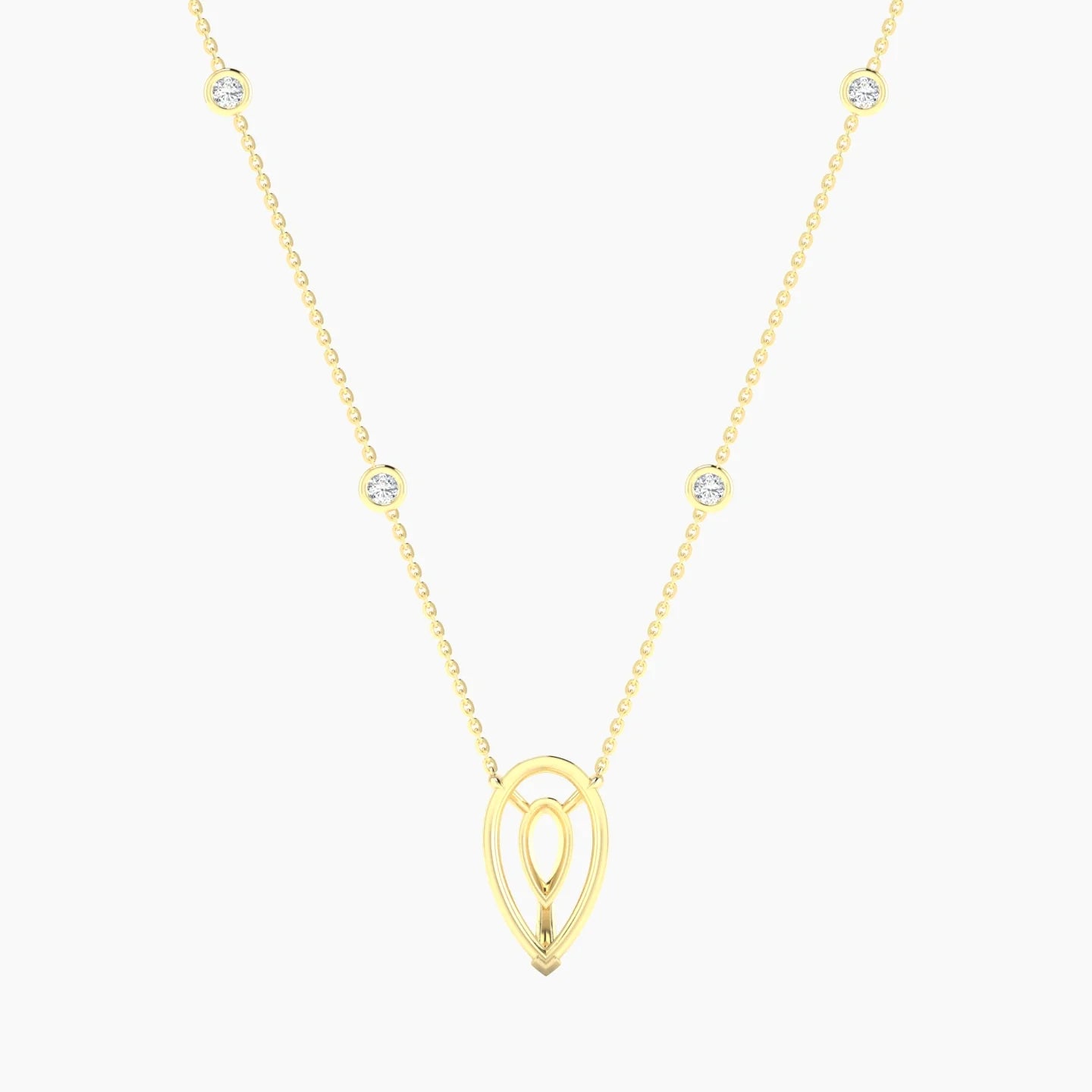 Solitaire with Sautoir | 18k Yellow Gold 5-7.99 ct Pear Cut Pendant Setting