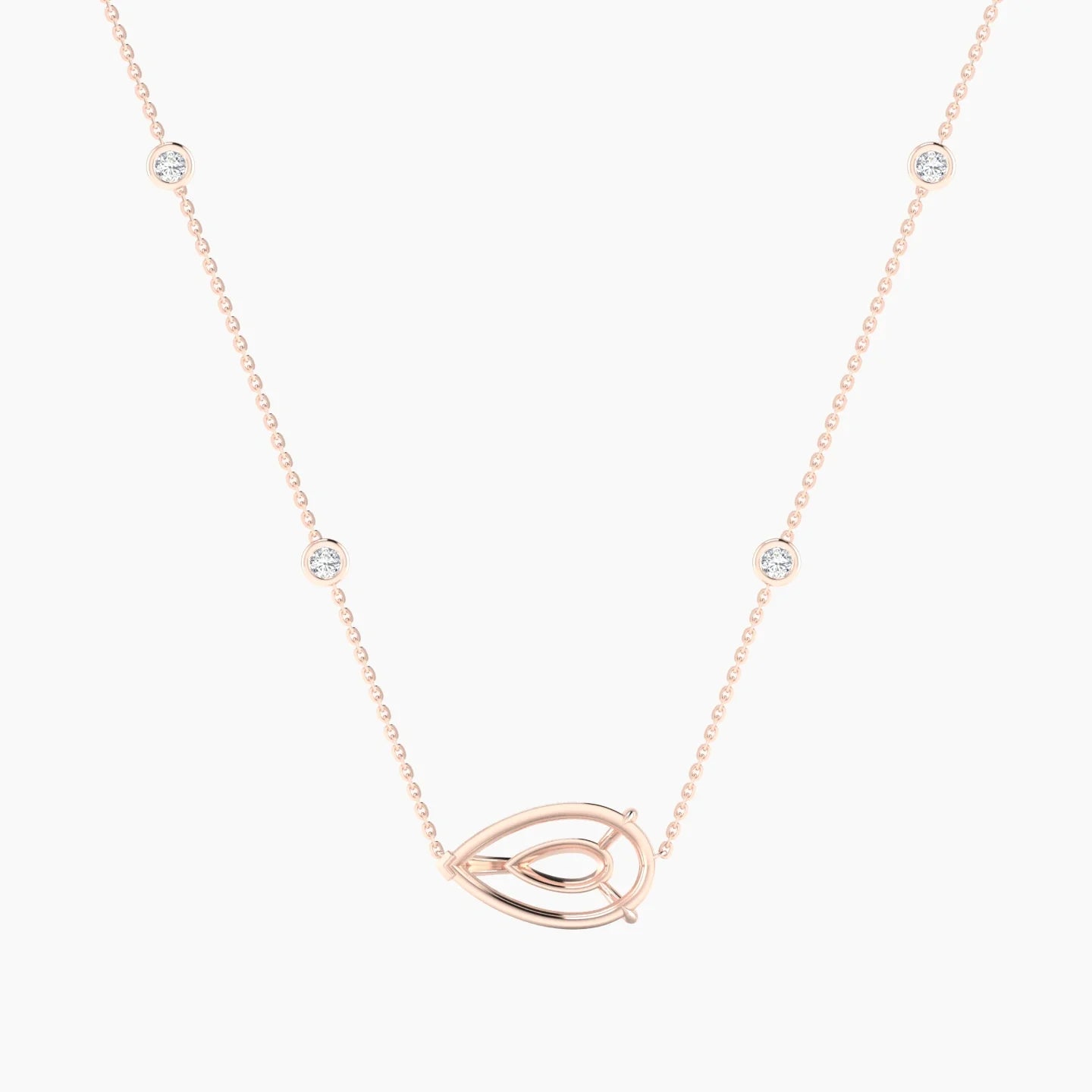 Solitaire with Sautoir | 18k Rose Gold 5-7.99 ct Pear Cut Pendant Setting