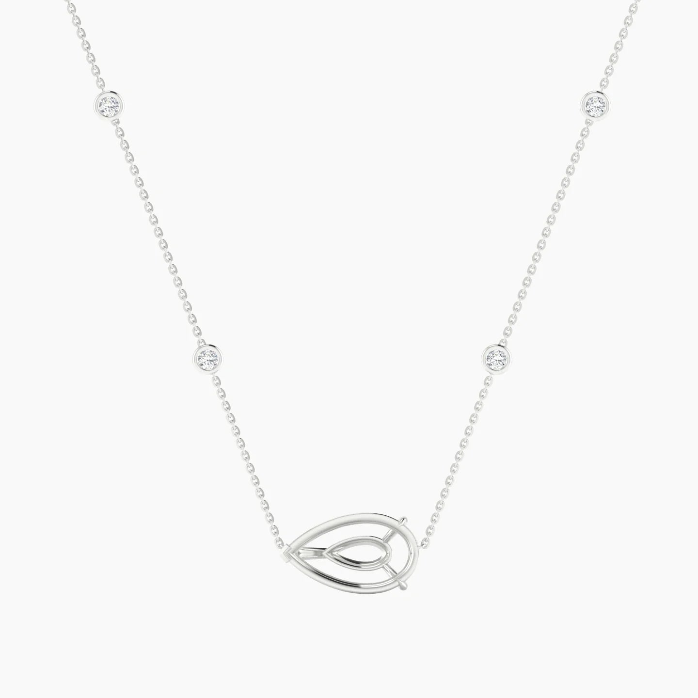 Solitaire with Sautoir | 18k White Gold 5-7.99 ct Pear Cut Pendant Setting