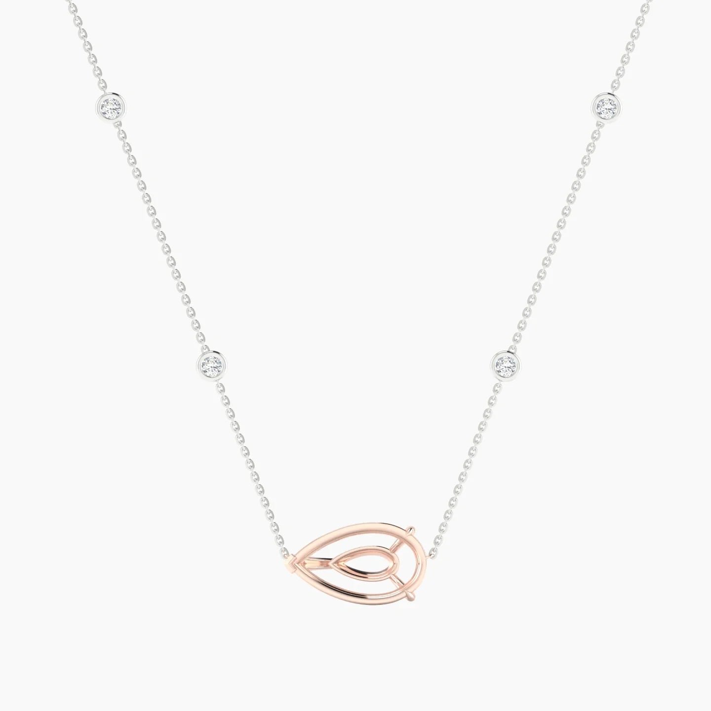 Solitaire with Sautoir | 18k White & Rose Gold 5-7.99 ct Pear Cut Pendant Setting