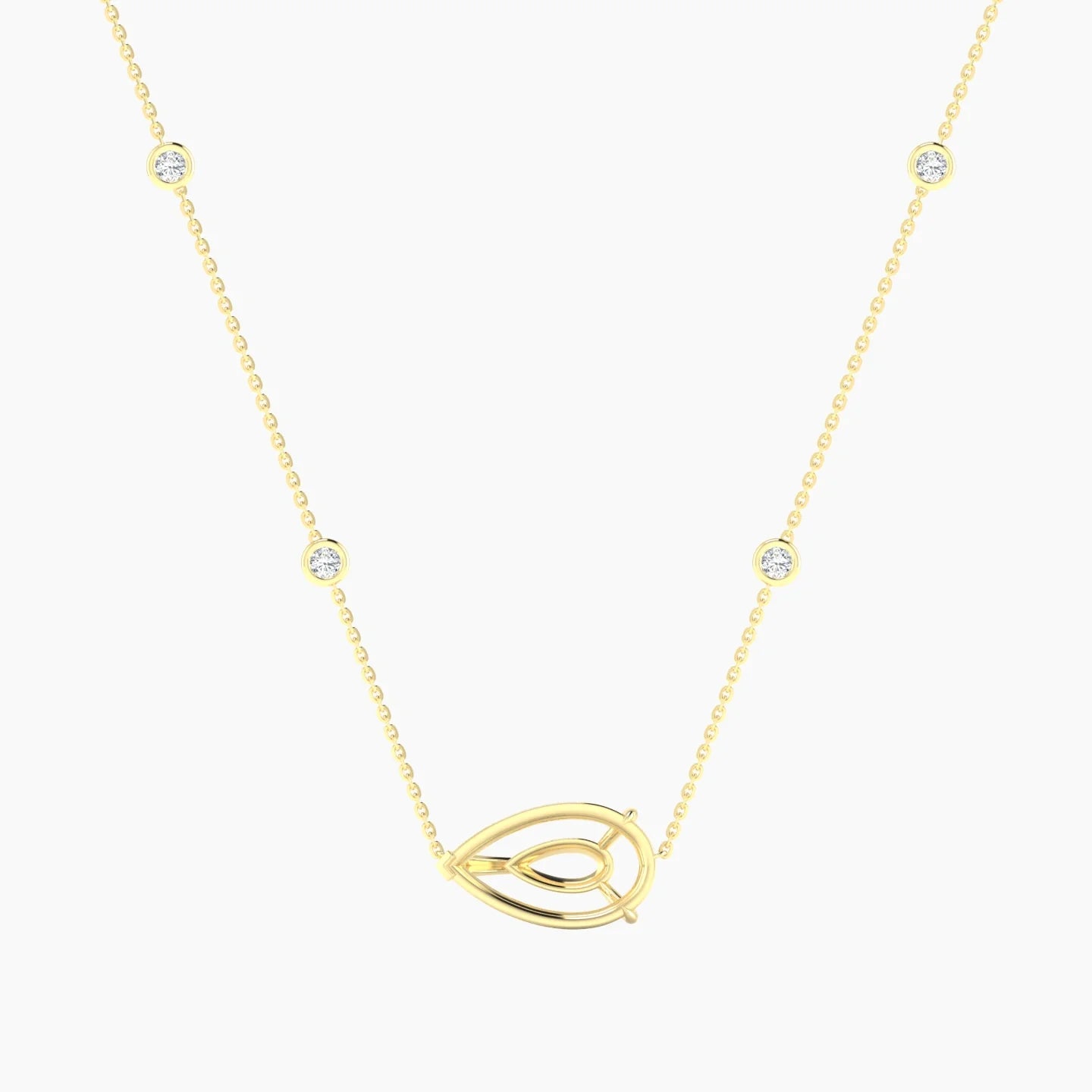Solitaire with Sautoir | 18k Yellow Gold 5-7.99 ct Pear Cut Pendant Setting