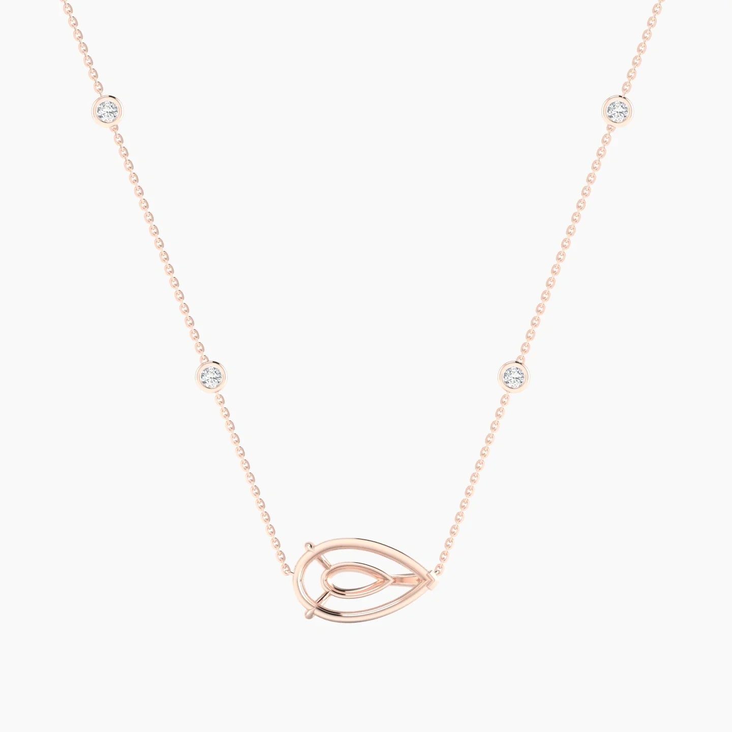 Solitaire with Sautoir | 18k Rose Gold 5-7.99 ct Pear Cut Pendant Setting