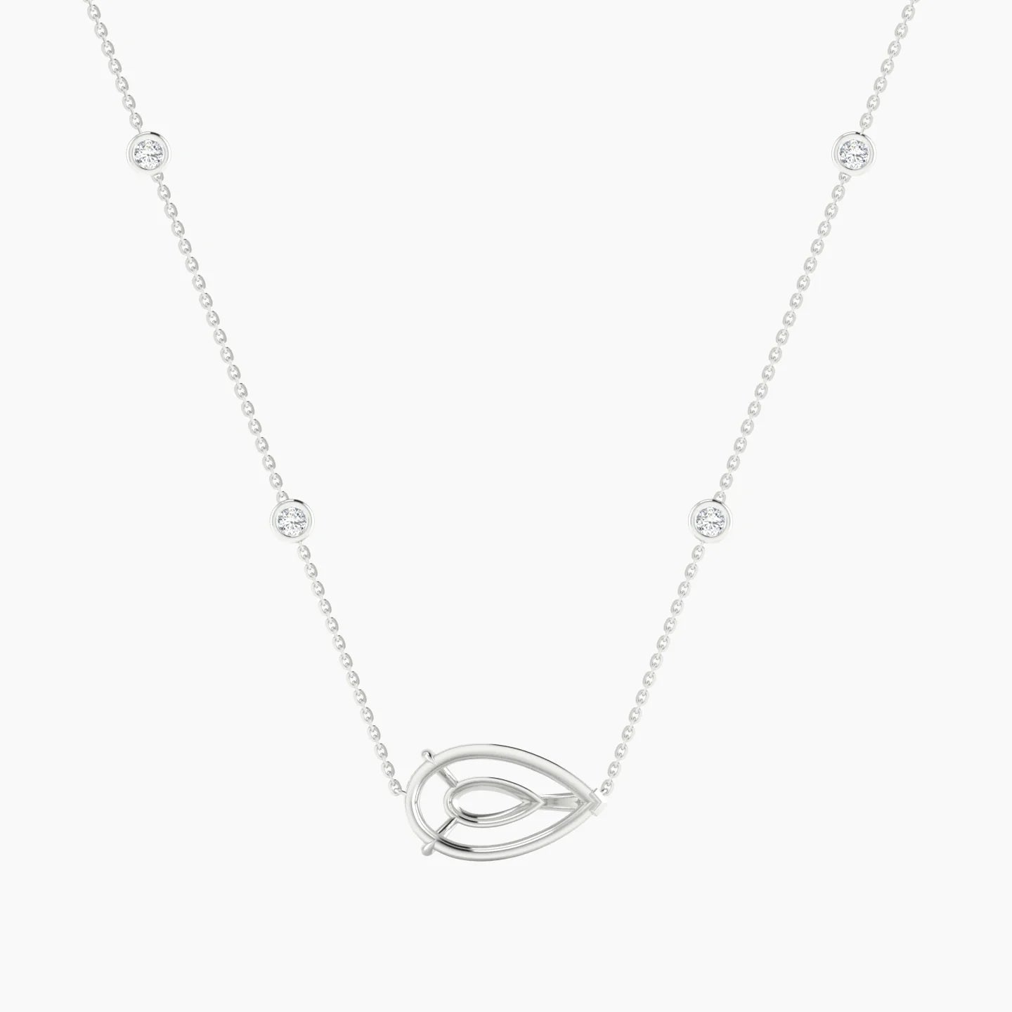 Solitaire with Sautoir | 18k White Gold 5-7.99 ct Pear Cut Pendant Setting