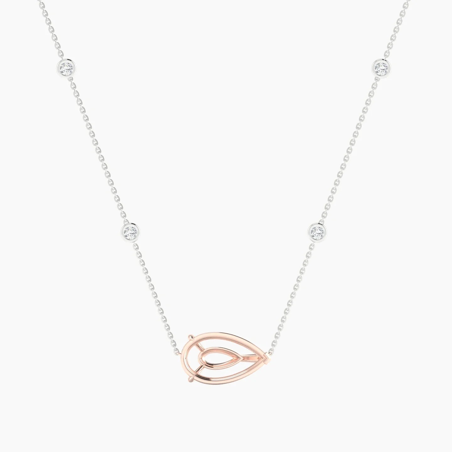 Solitaire with Sautoir | 18k White & Rose Gold 5-7.99 ct Pear Cut Pendant Setting