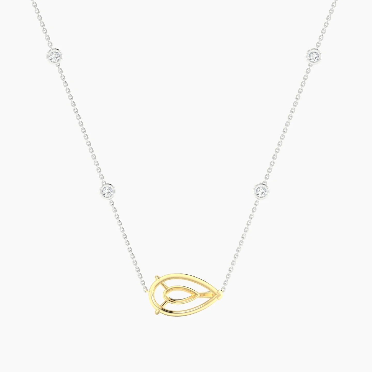 Solitaire with Sautoir | 18k White & Yellow Gold 5-7.99 ct Pear Cut Pendant Setting