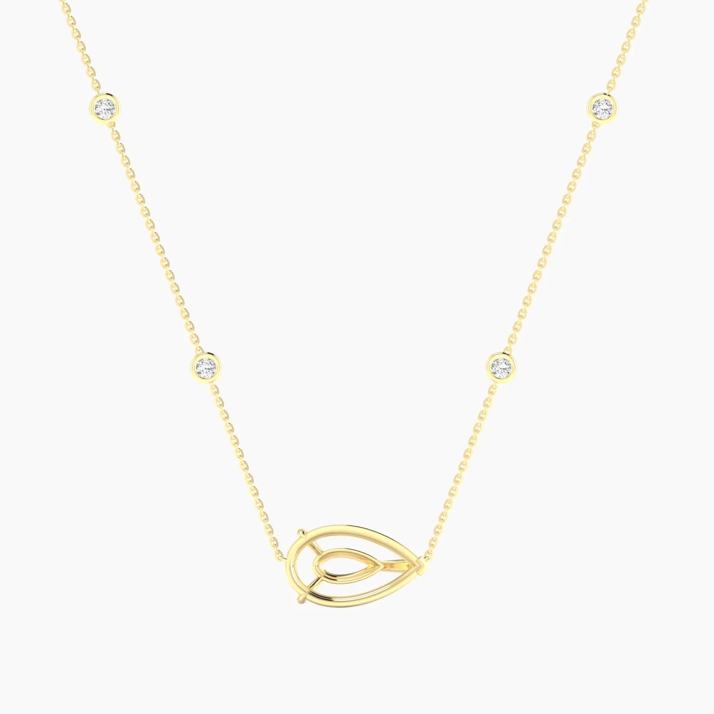 Solitaire with Sautoir | 18k Yellow Gold 5-7.99 ct Pear Cut Pendant Setting