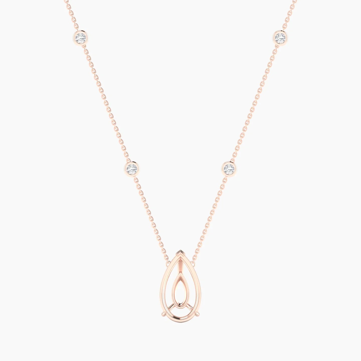 Solitaire with Sautoir | 18k Rose Gold 5-7.99 ct Pear Cut Pendant Setting