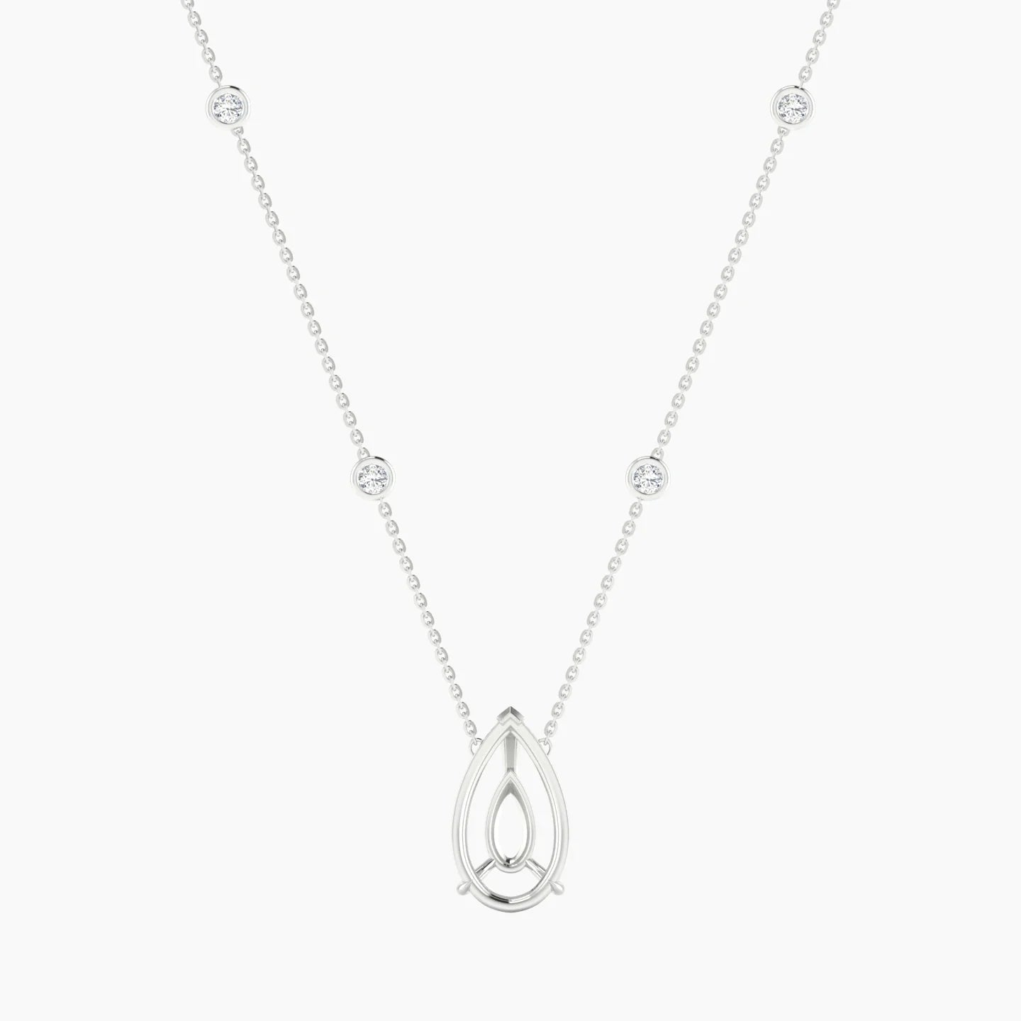 Solitaire with Sautoir | 18k White Gold 5-7.99 ct Pear Cut Pendant Setting