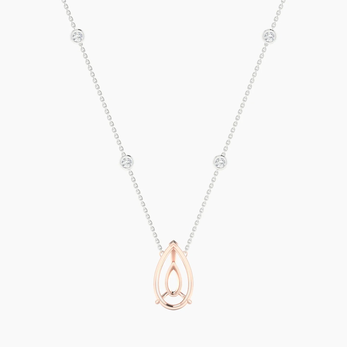 Solitaire with Sautoir | 18k White & Rose Gold 5-7.99 ct Pear Cut Pendant Setting