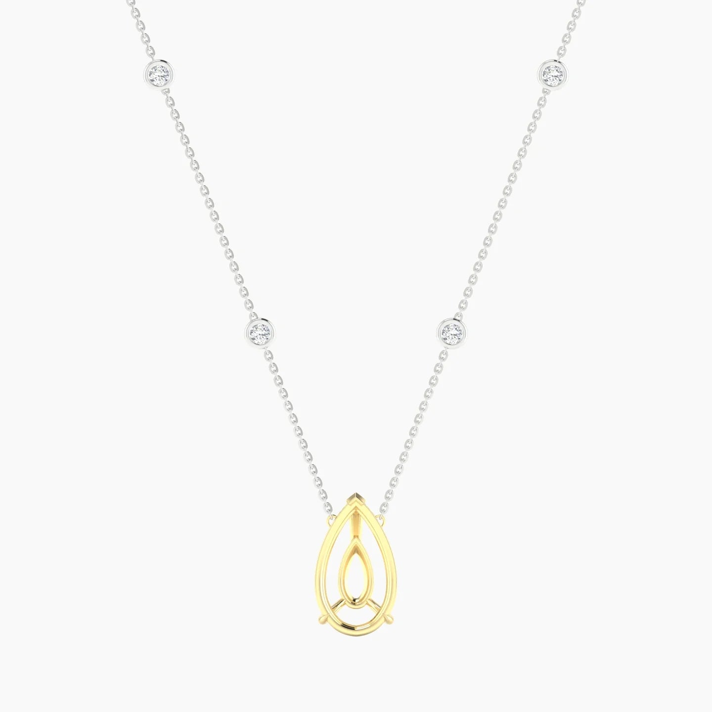 Solitaire with Sautoir | 18k White & Yellow Gold 5-7.99 ct Pear Cut Pendant Setting