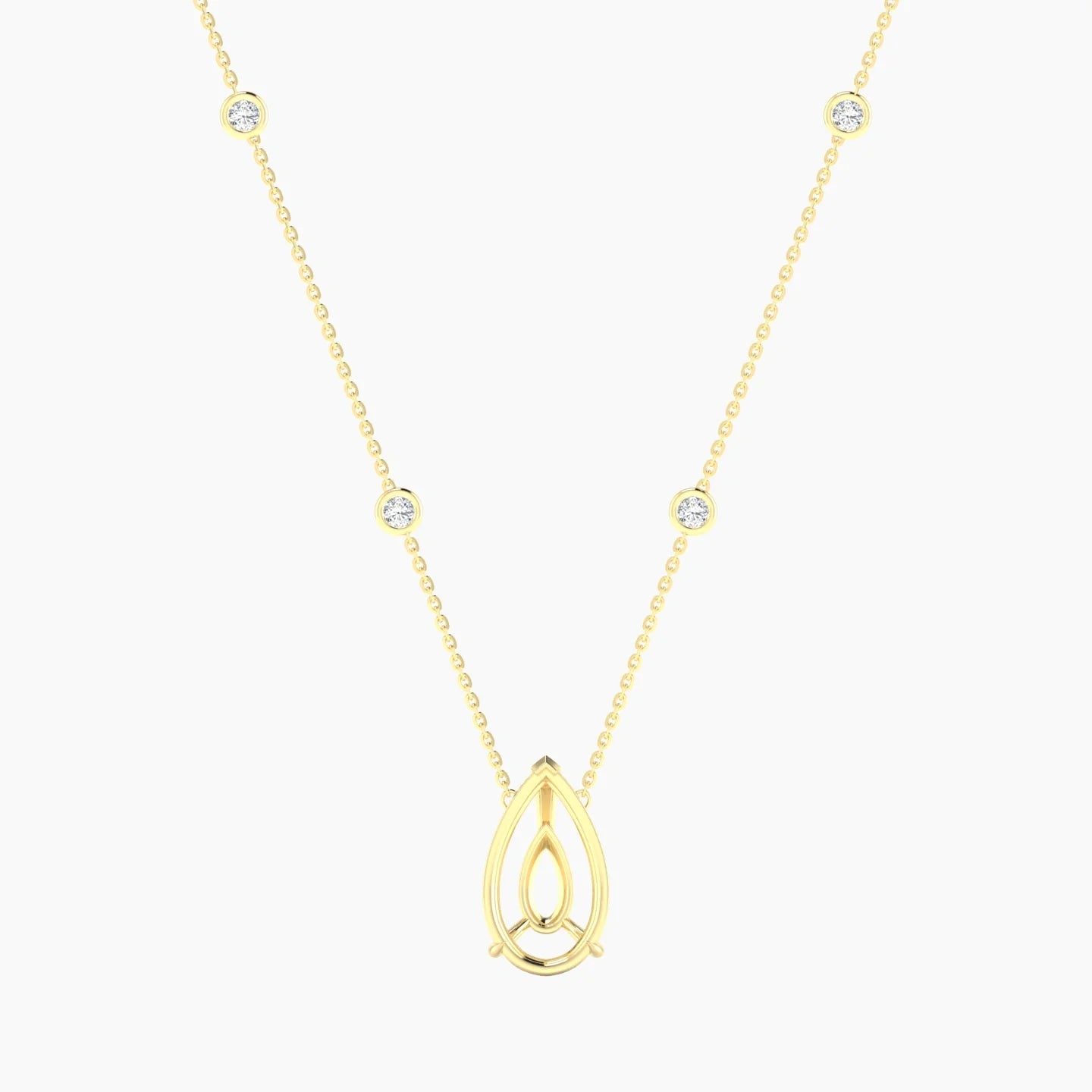 Solitaire with Sautoir | 18k Yellow Gold 5-7.99 ct Pear Cut Pendant Setting
