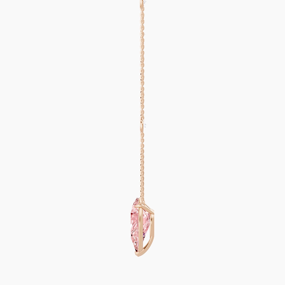 Solitaire with Sautoir | 18k Rose Gold 5 ct Pink Lab Diamond Pear Pendant