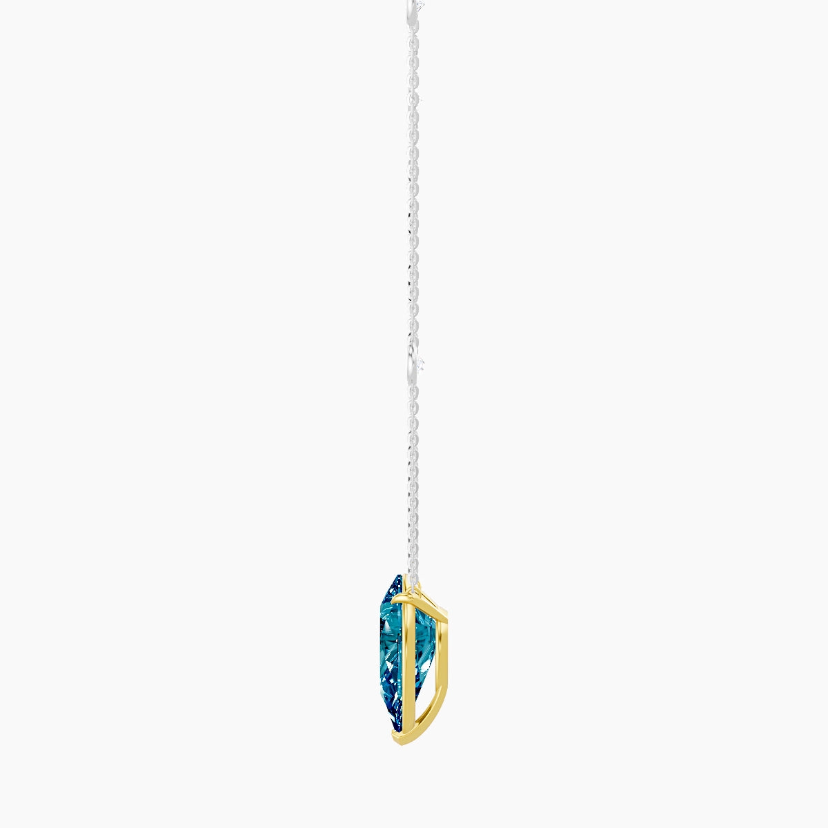 Solitaire with Sautoir | 18k White & Yellow Gold 5 ct Blue Lab Diamond Pear Pendant