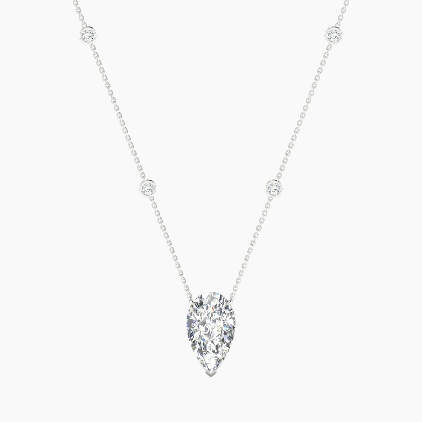 Solitaire with Sautoir | 18k White Gold 5 ct Lab Diamond Pear Cut Pendant
