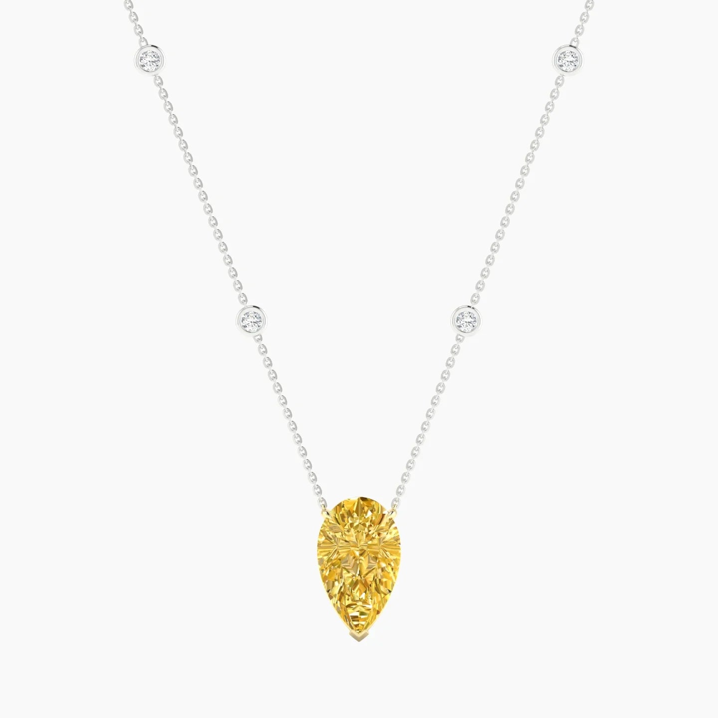 Solitaire with Sautoir | 18k White & Yellow Gold 5 ct Yellow Lab Diamond Pear Cut Pendant