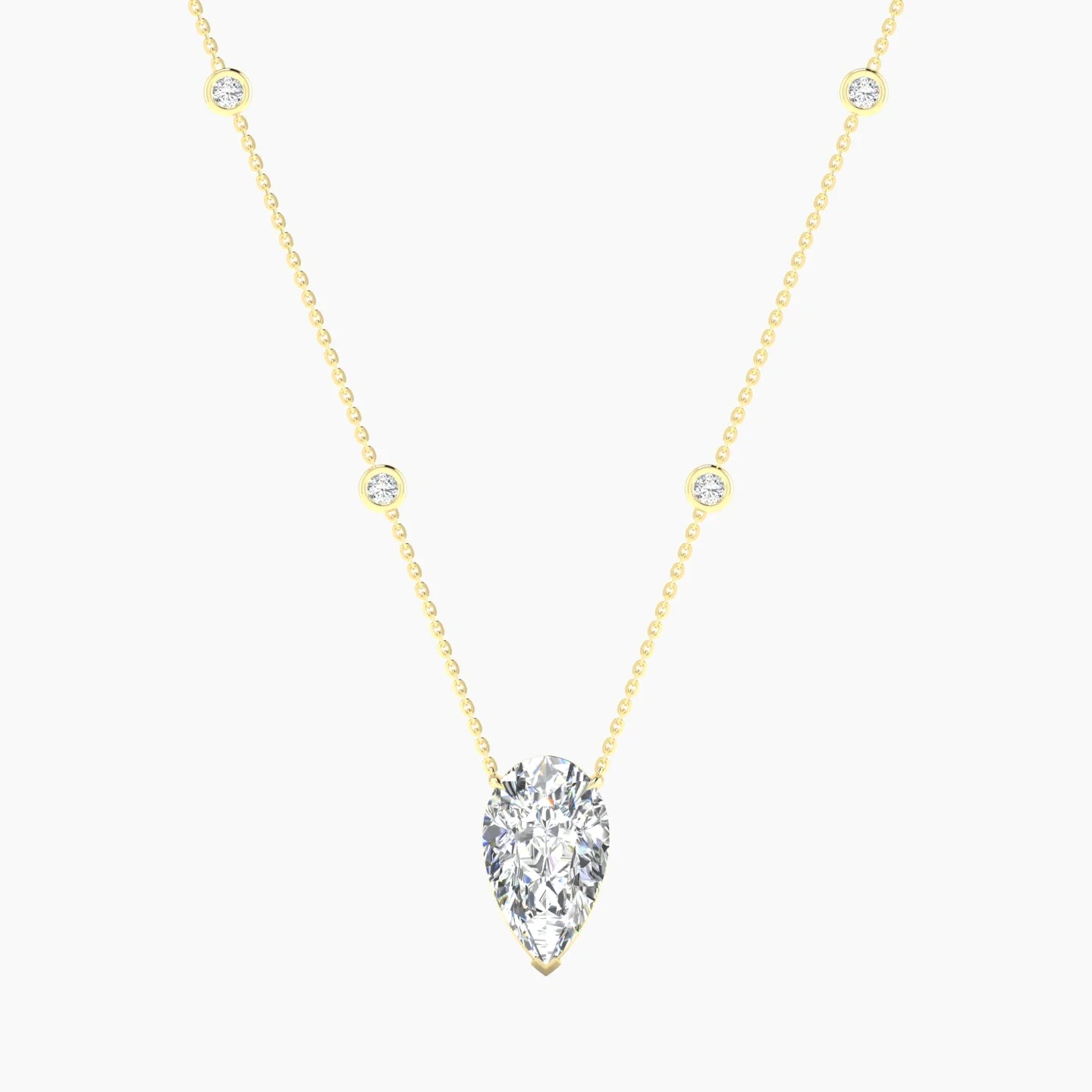 Solitaire with Sautoir | 18k Yellow Gold 5 ct Lab Diamond Pear Cut Pendant