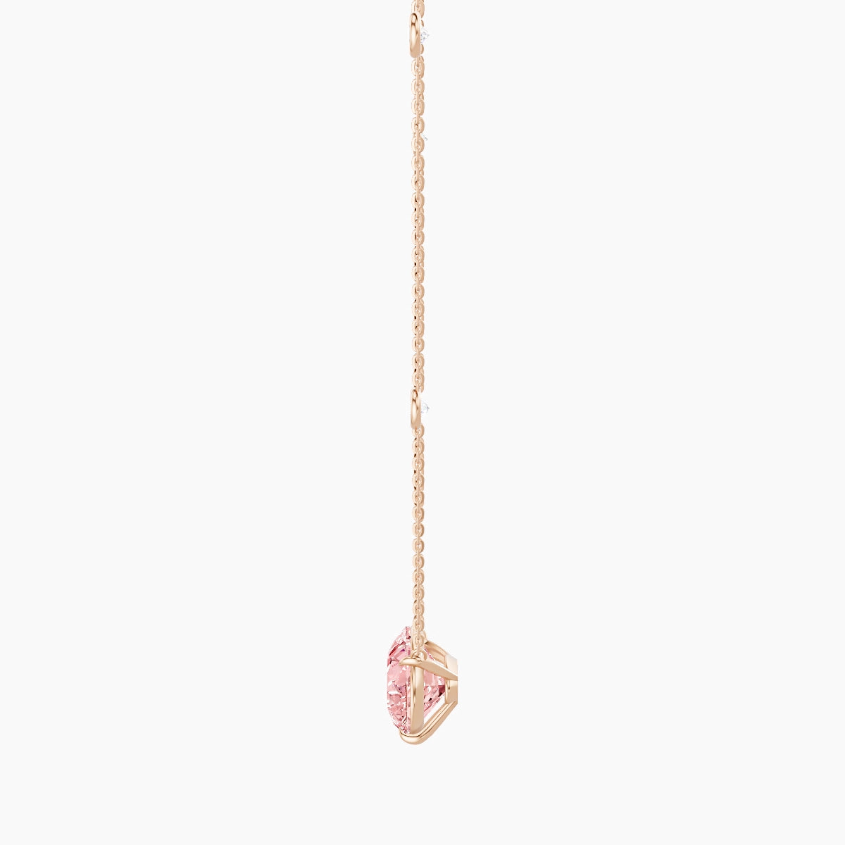 Solitaire with Sautoir | 18k Rose Gold 5 ct Pink Lab Diamond Pear Pendant