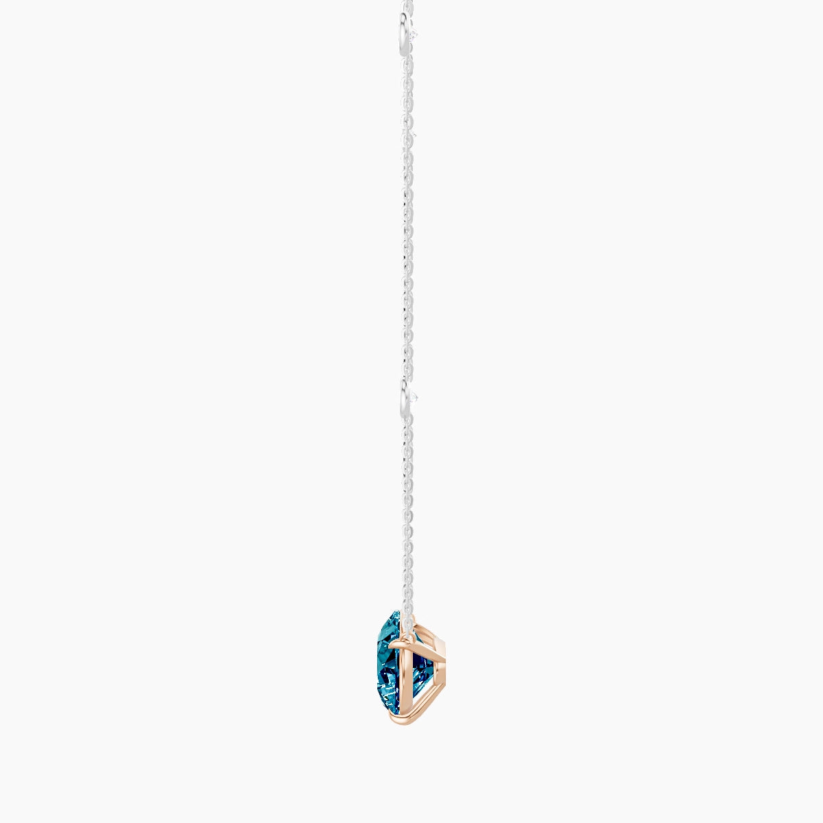 Solitaire with Sautoir | 18k White & Rose Gold 5 ct Blue Lab Diamond Pear Pendant