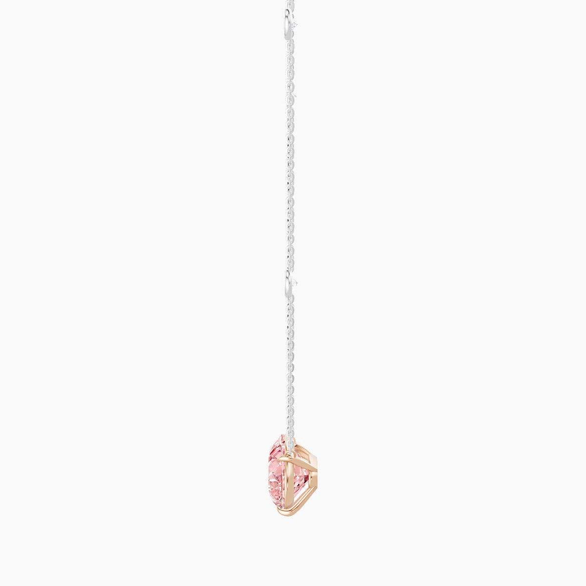 Solitaire with Sautoir | 18k White & Rose Gold 5 ct Pink Lab Diamond Pear Pendant