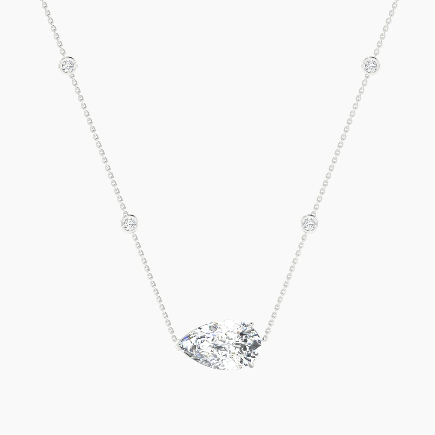 Solitaire with Sautoir | 18k White Gold 5 ct Lab Diamond Pear Cut Pendant