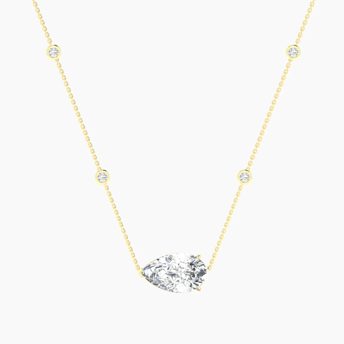Solitaire with Sautoir | 18k Yellow Gold 5 ct Lab Diamond Pear Cut Pendant