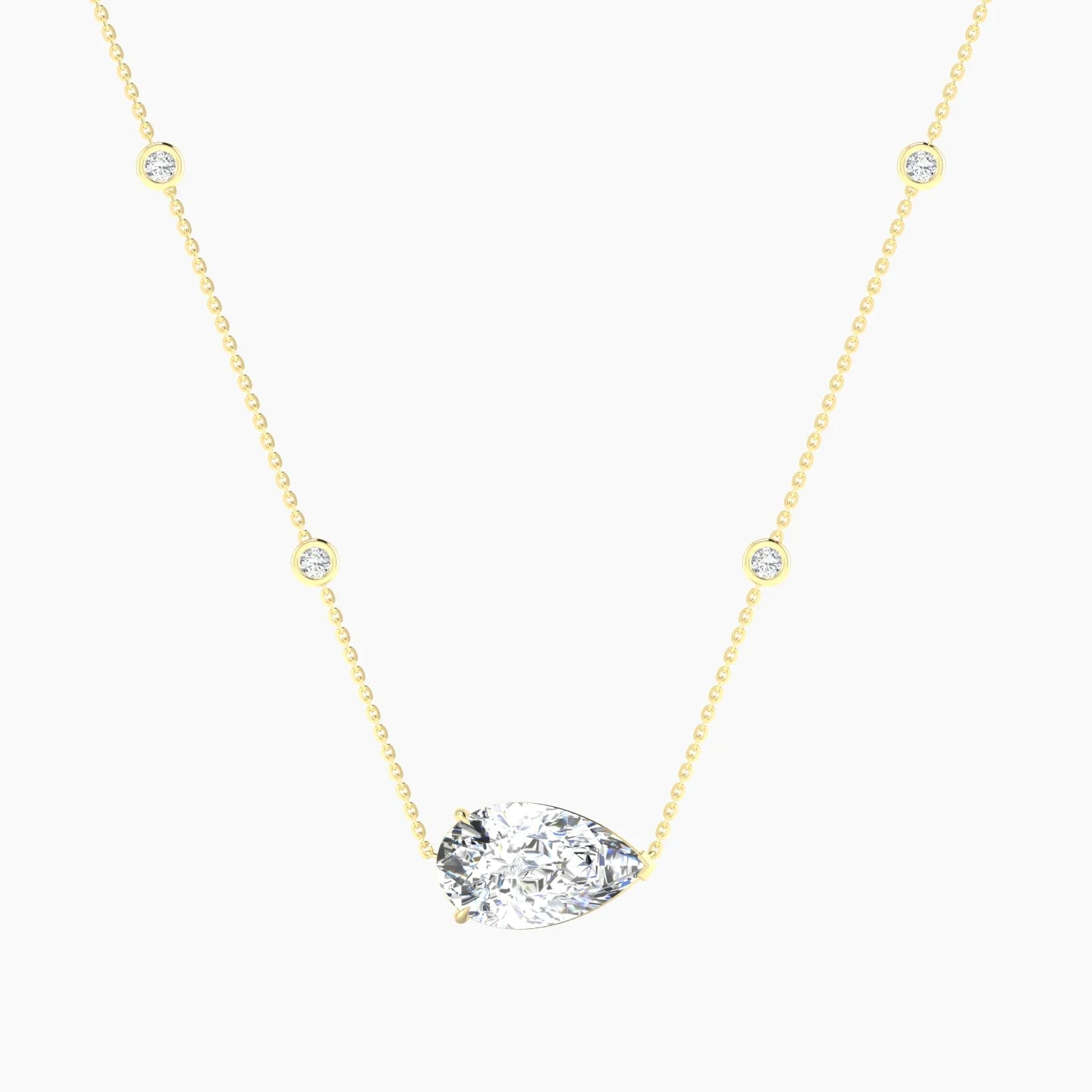 Solitaire with Sautoir | 18k Yellow Gold 5 ct Lab Diamond Pear Cut Pendant