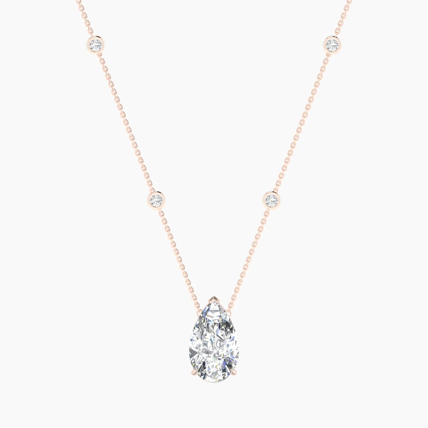 Solitaire with Sautoir | 18k Rose Gold 5 ct Lab Diamond Pear Cut Pendant