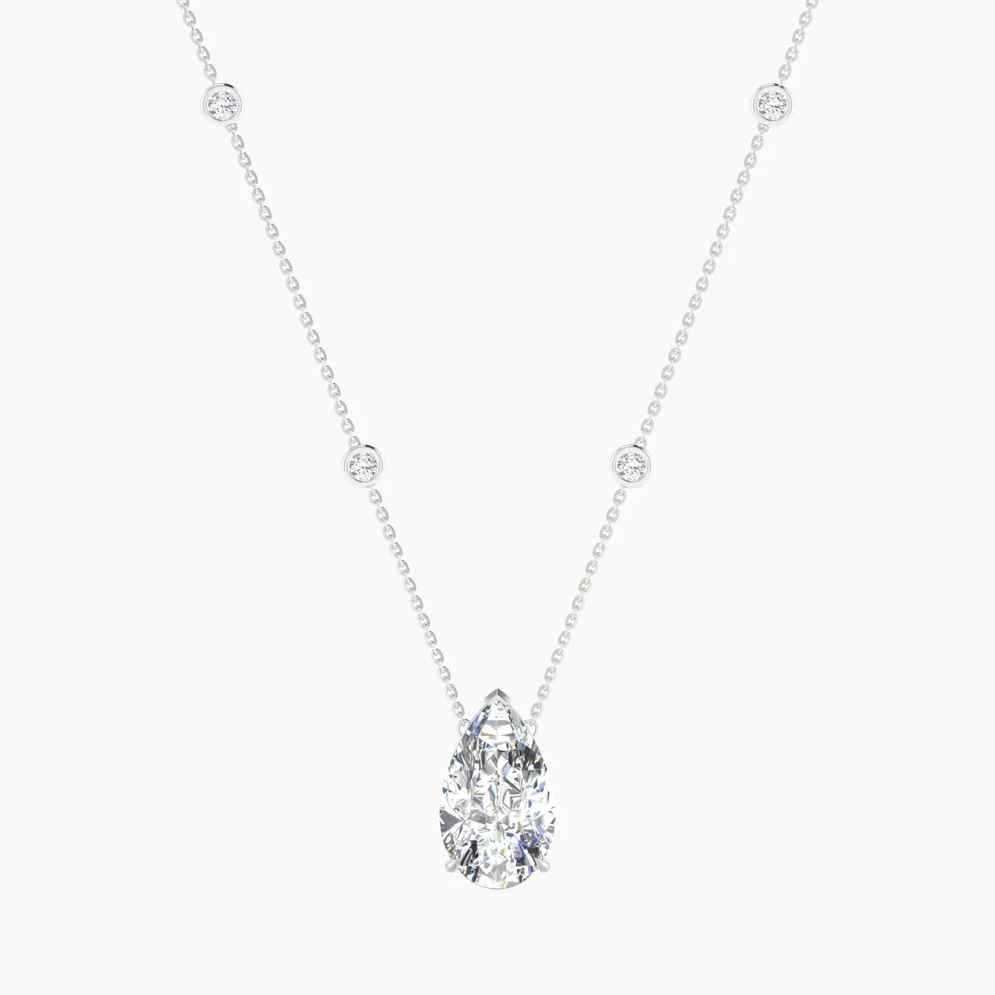 Solitaire with Sautoir | 18k White Gold 5 ct Lab Diamond Pear Cut Pendant