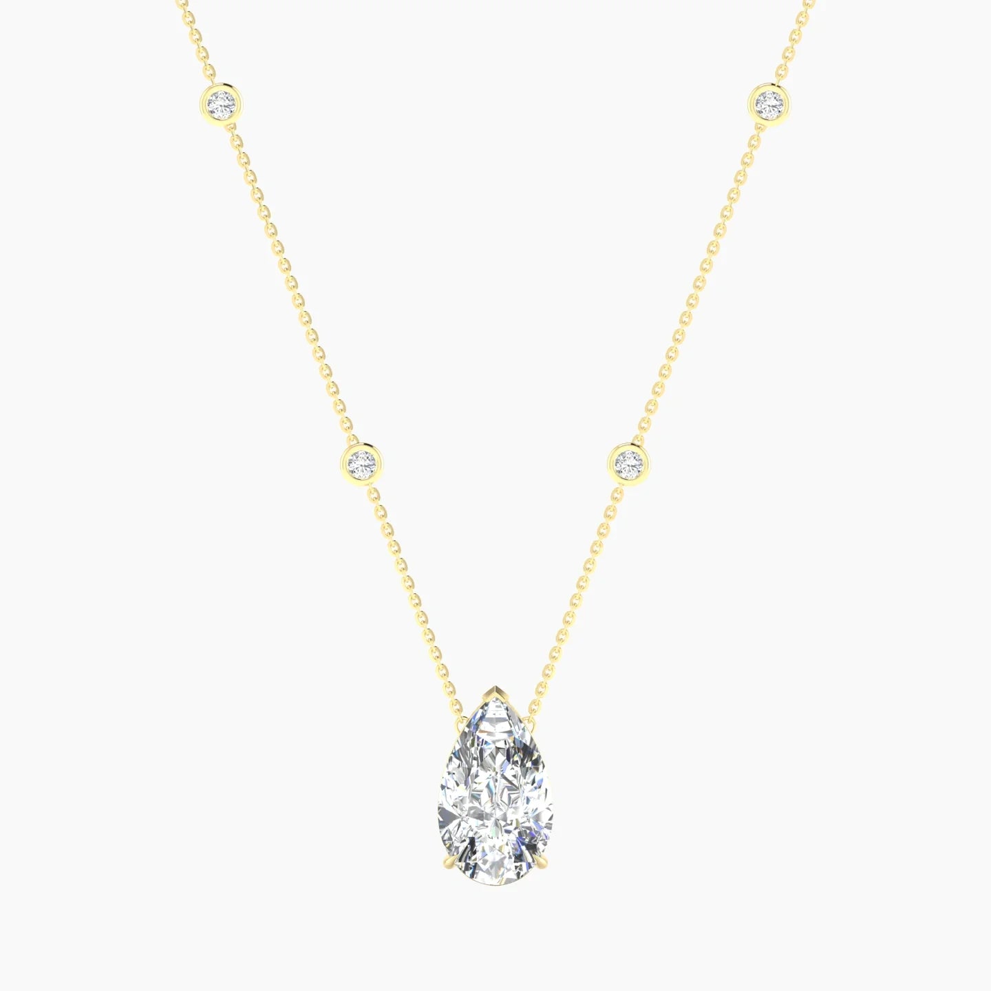 Solitaire with Sautoir | 18k Yellow Gold 5 ct Lab Diamond Pear Cut Pendant