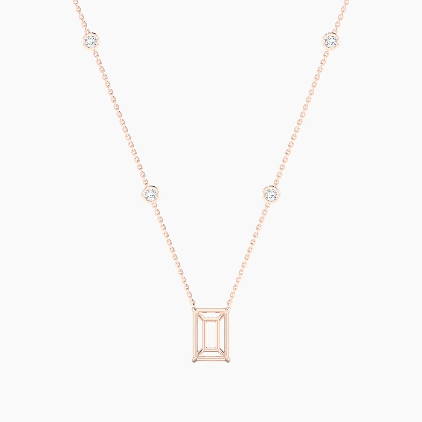 Solitaire with Sautoir | 18k Rose Gold 3-4.99 ct Radiant Cut Pendant Setting