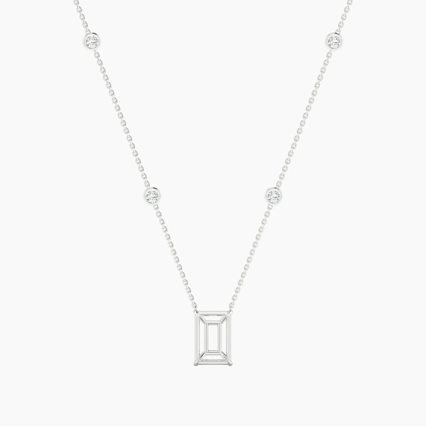 Solitaire with Sautoir | 18k White Gold 3-4.99 ct Radiant Cut Pendant Setting