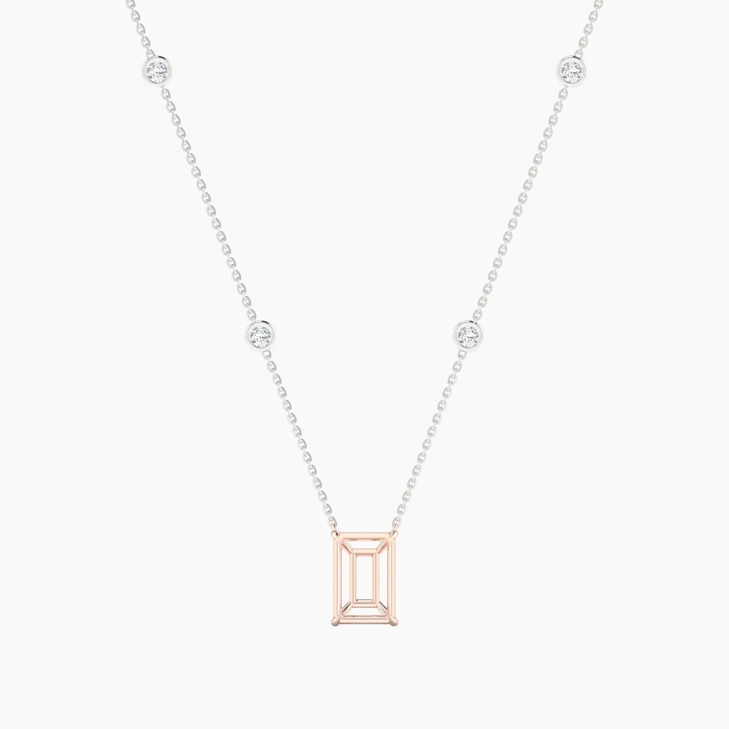 Solitaire with Sautoir | 18k White & Rose Gold 3-4.99 ct Radiant Cut Pendant Setting