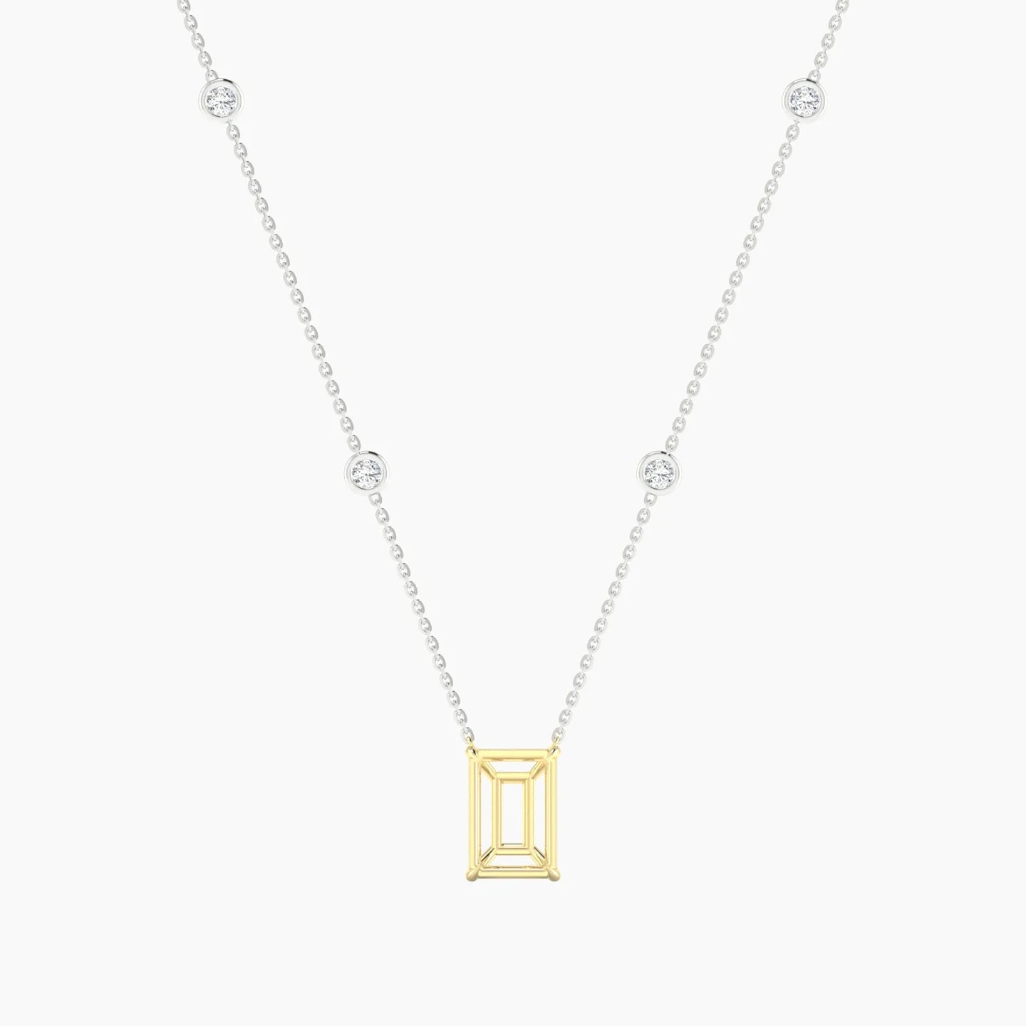 Solitaire with Sautoir | 18k White & Yellow Gold 3-4.99 ct Radiant Cut Pendant Setting
