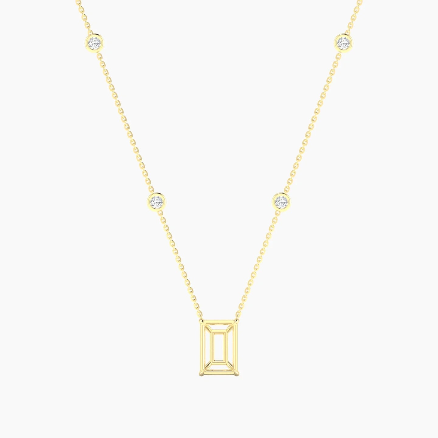 Solitaire with Sautoir | 18k Yellow Gold 3-4.99 ct Radiant Cut Pendant Setting