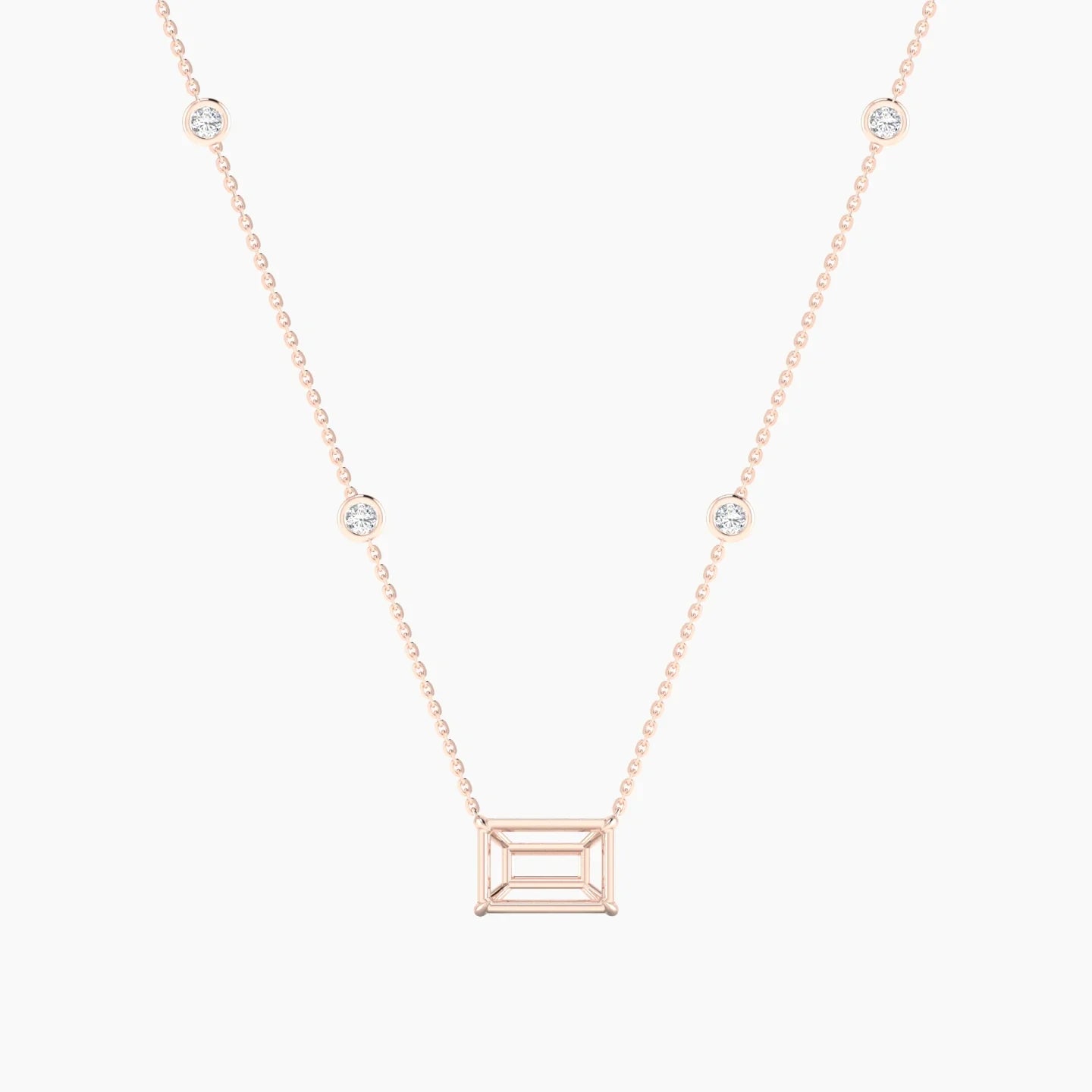 Solitaire with Sautoir | 18k Rose Gold 3-4.99 ct Radiant Cut Pendant Setting