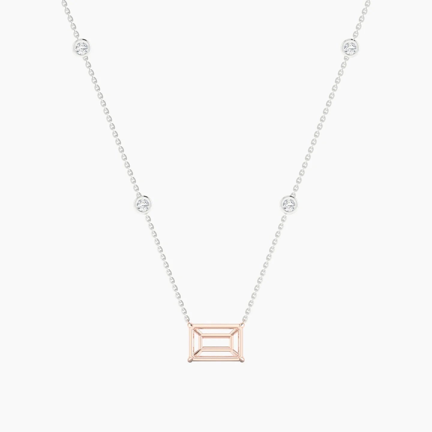 Solitaire with Sautoir | 18k White & Rose Gold 3-4.99 ct Radiant Cut Pendant Setting