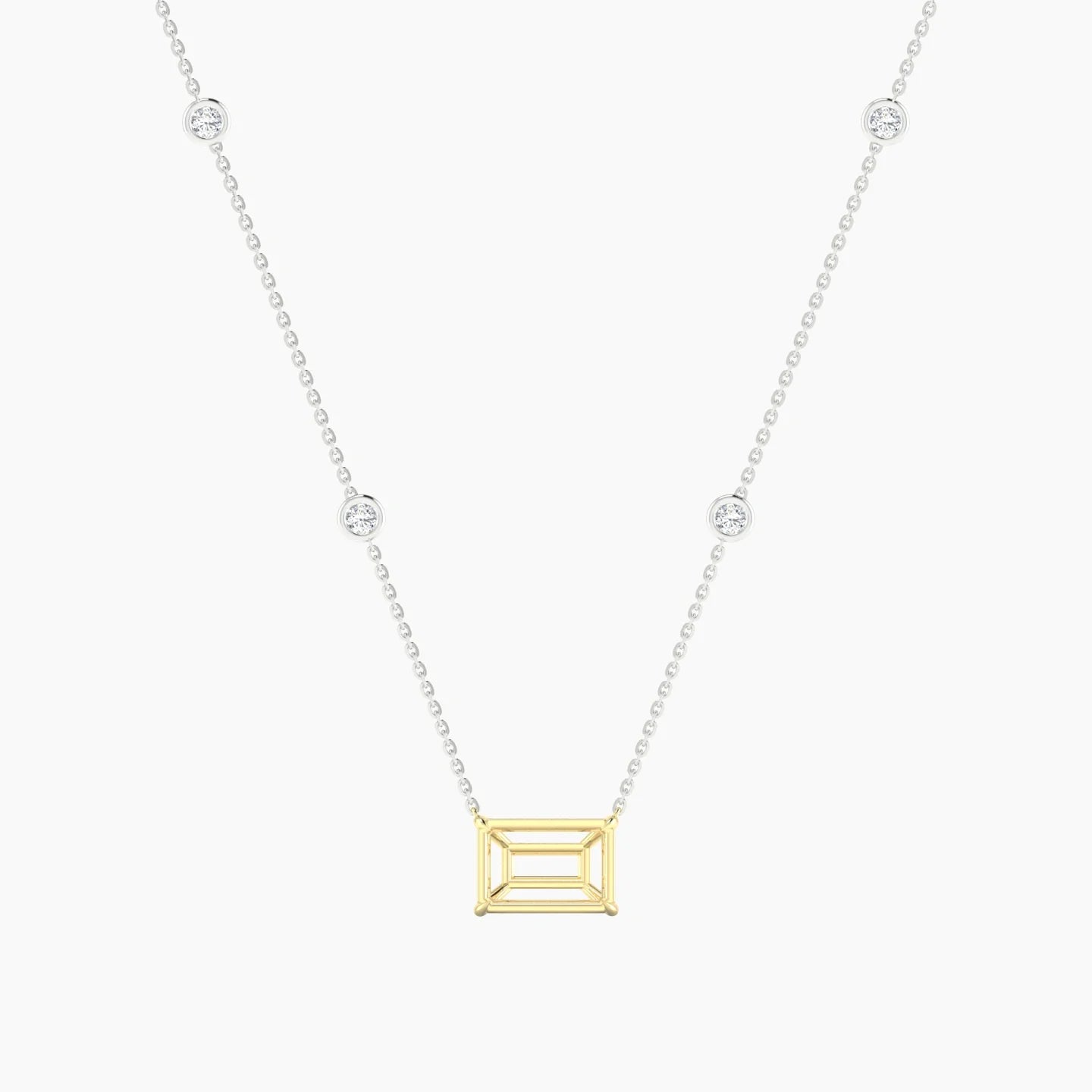 Solitaire with Sautoir | 18k White & Yellow Gold 3-4.99 ct Radiant Cut Pendant Setting