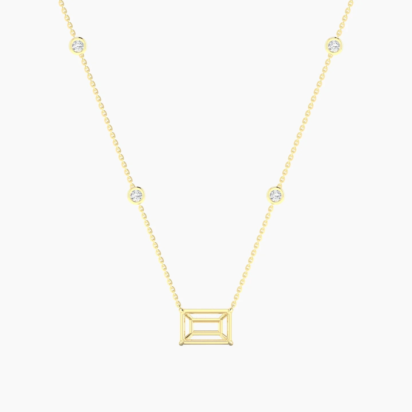 Solitaire with Sautoir | 18k Yellow Gold 3-4.99 ct Radiant Cut Pendant Setting