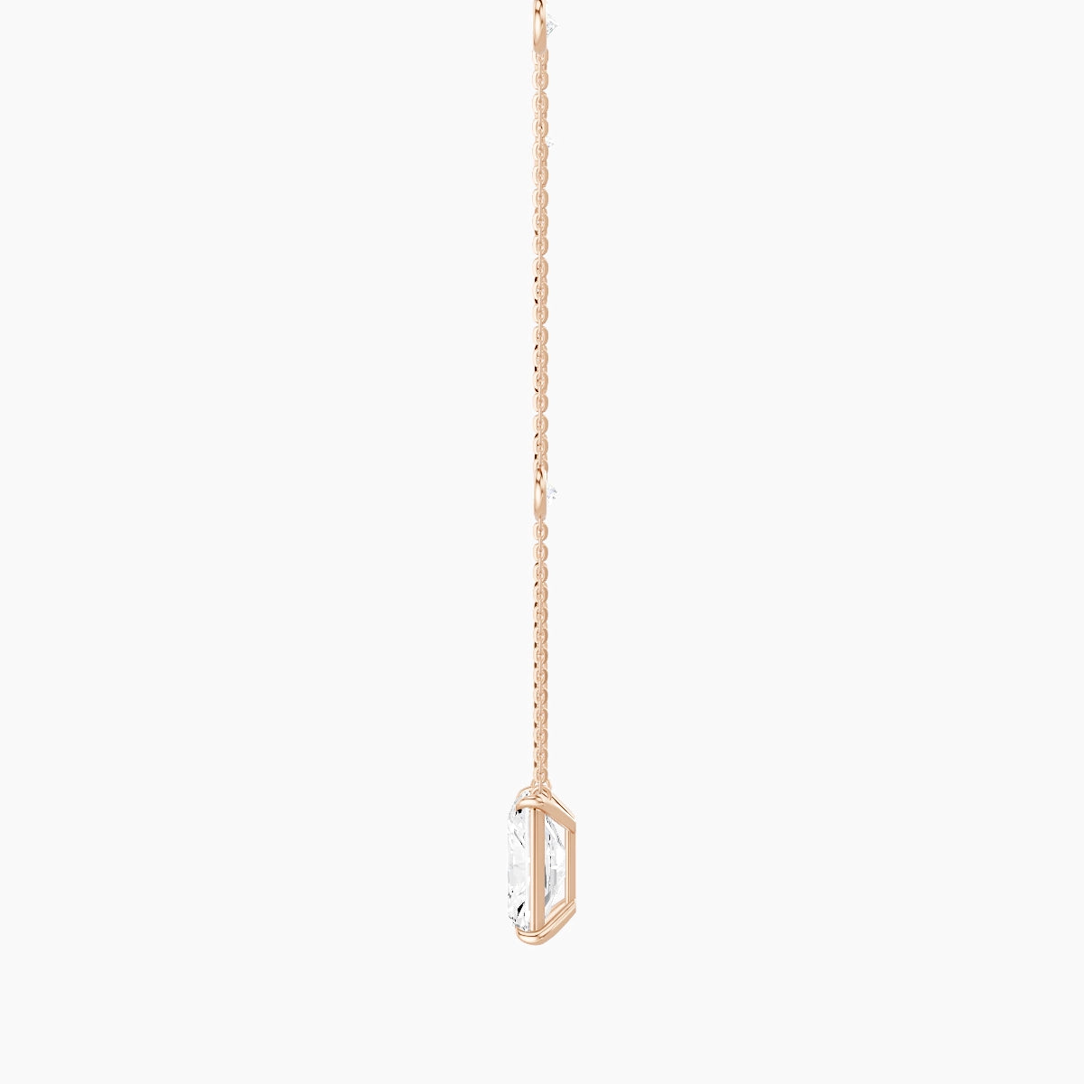 Solitaire with Sautoir | 18k Rose Gold 3 ct White Lab Diamond Radiant Pendant