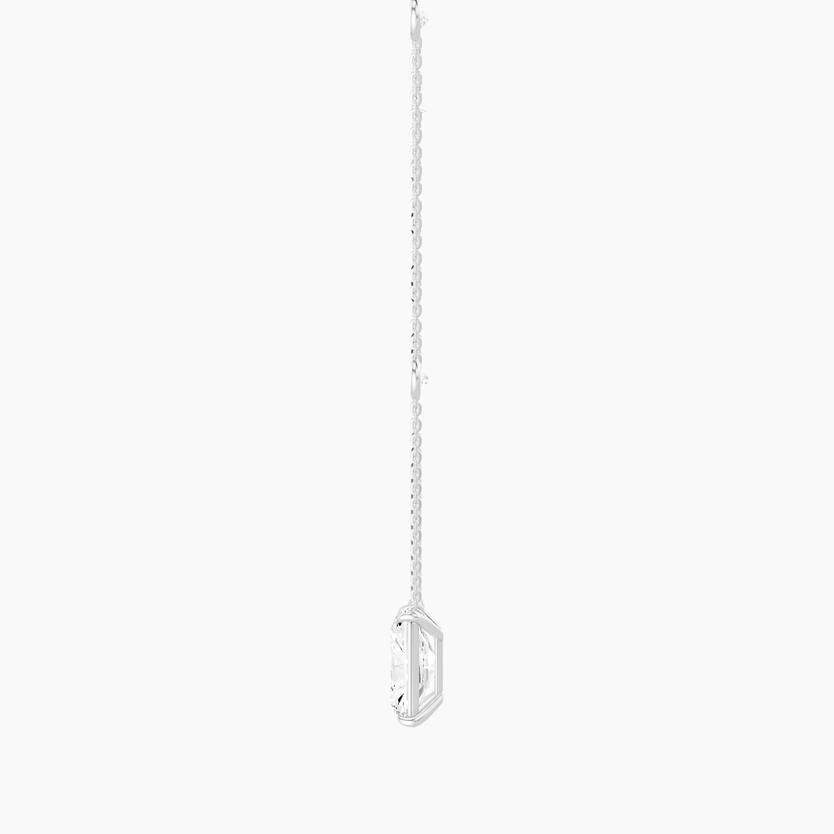 Solitaire with Sautoir | 18k White Gold 3 ct White Lab Diamond Radiant Pendant
