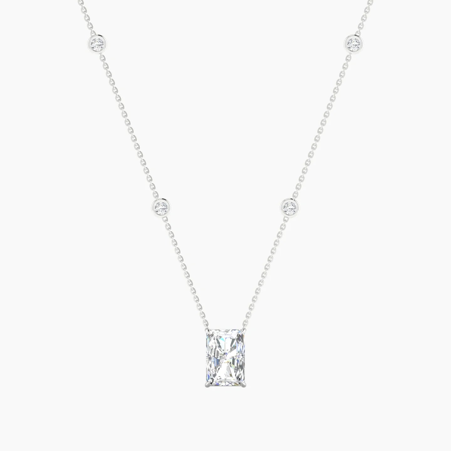 Solitaire with Sautoir | 18k White Gold 3 ct Lab Diamond Radiant Cut Pendant