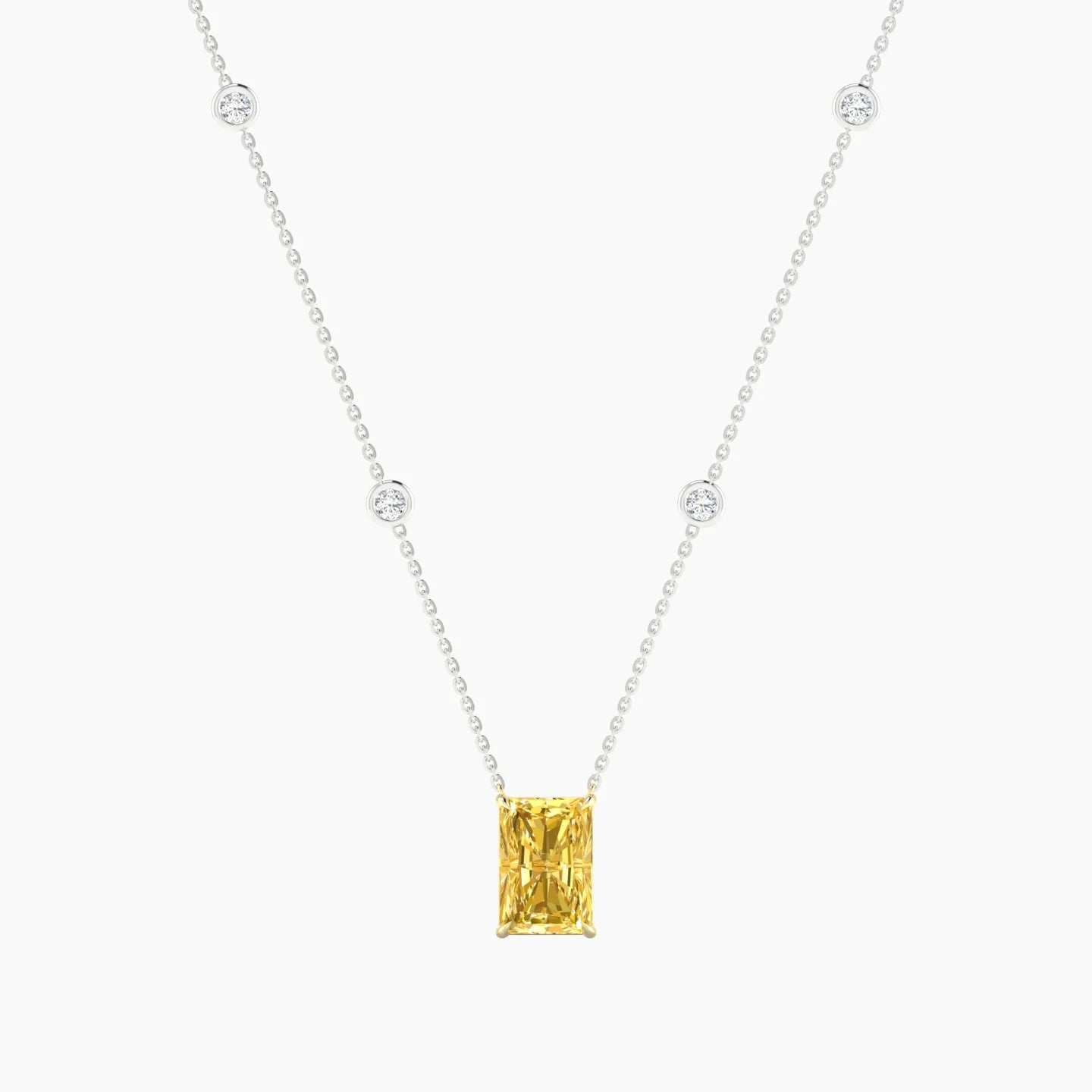 Solitaire with Sautoir | 18k White & Yellow Gold 3 ct Yellow Lab Diamond Radiant Cut Pendant