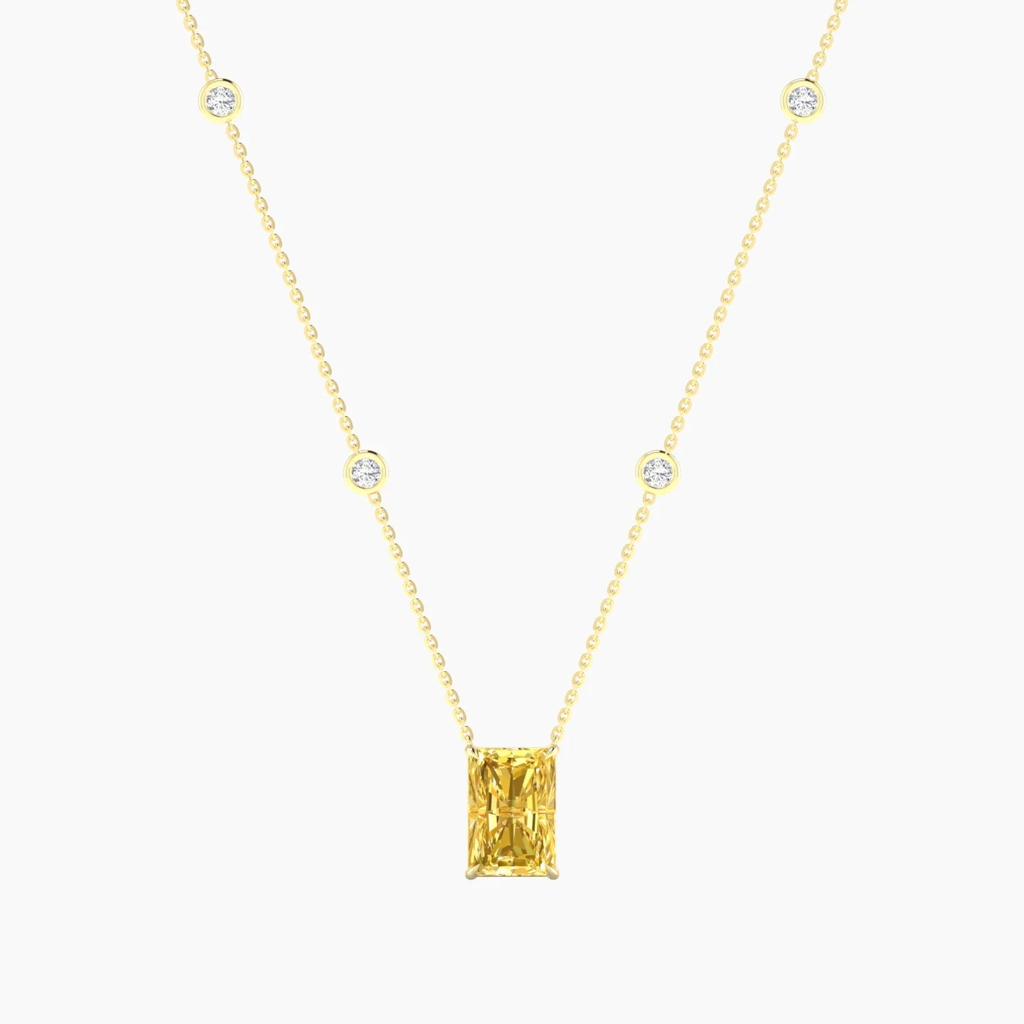 Solitaire with Sautoir | 18k Yellow Gold 3 ct Yellow Lab Diamond Radiant Cut Pendant
