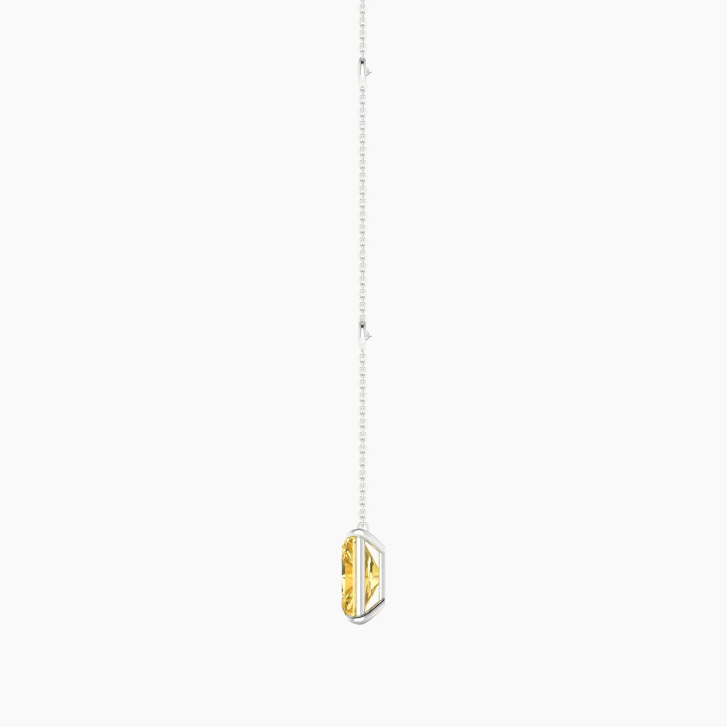Solitaire with Sautoir | 18k White Gold 3 ct Yellow Lab Diamond Radiant Cut Pendant