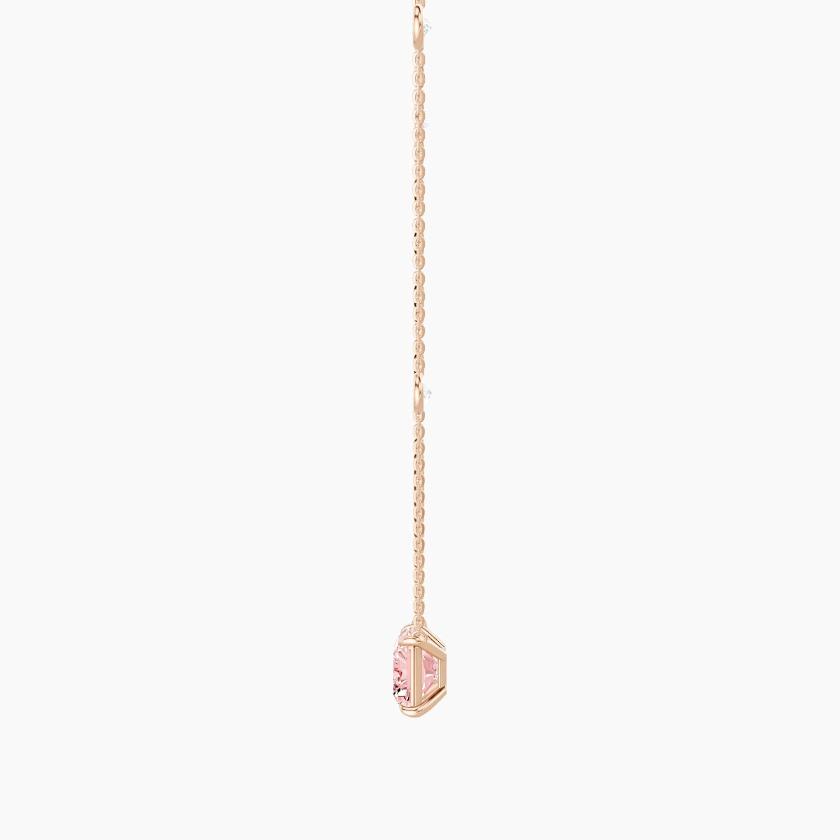 Solitaire with Sautoir | 18k Rose Gold 3 ct Pink Lab Diamond Radiant Pendant