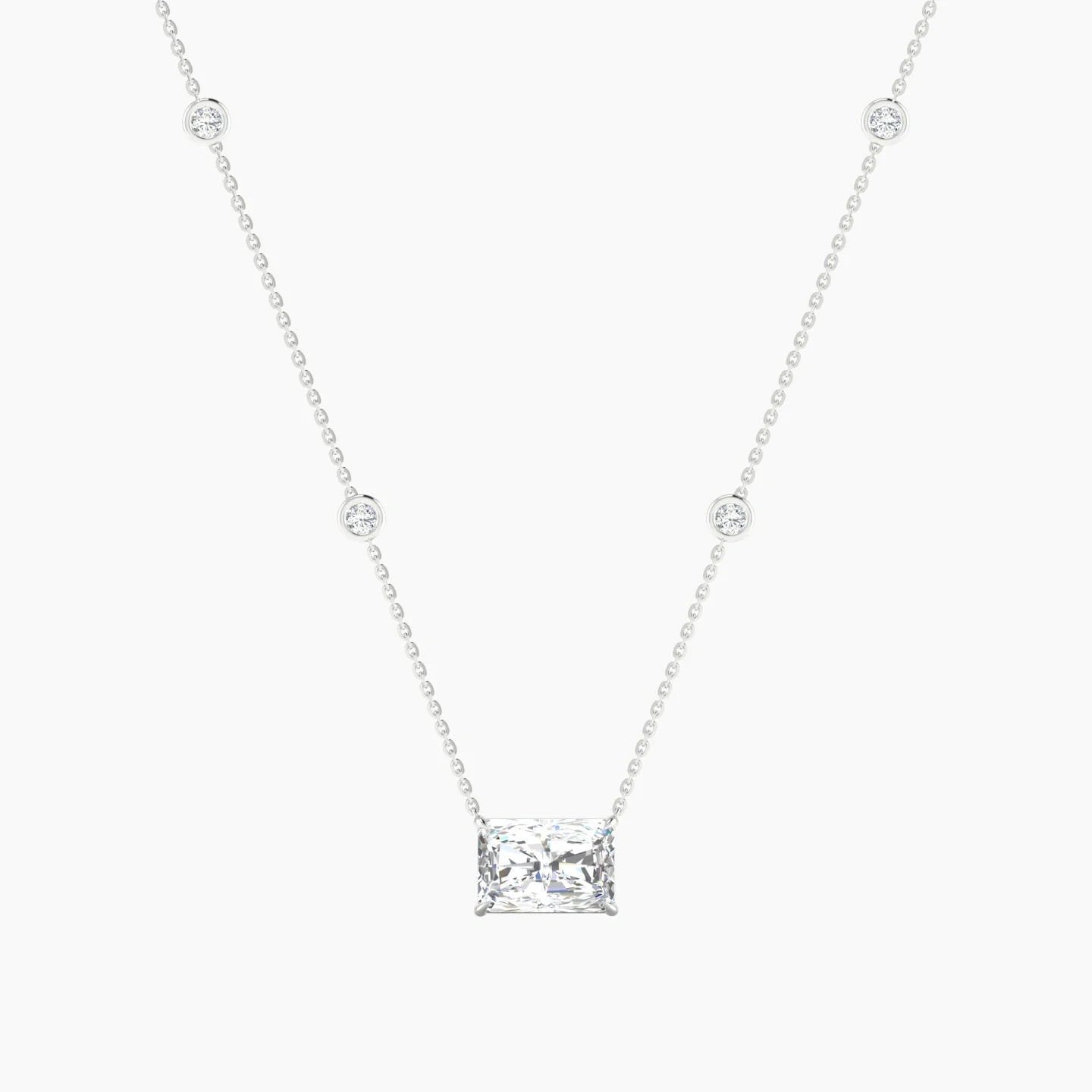 Solitaire with Sautoir | 18k White Gold 3 ct Lab Diamond Radiant Cut Pendant
