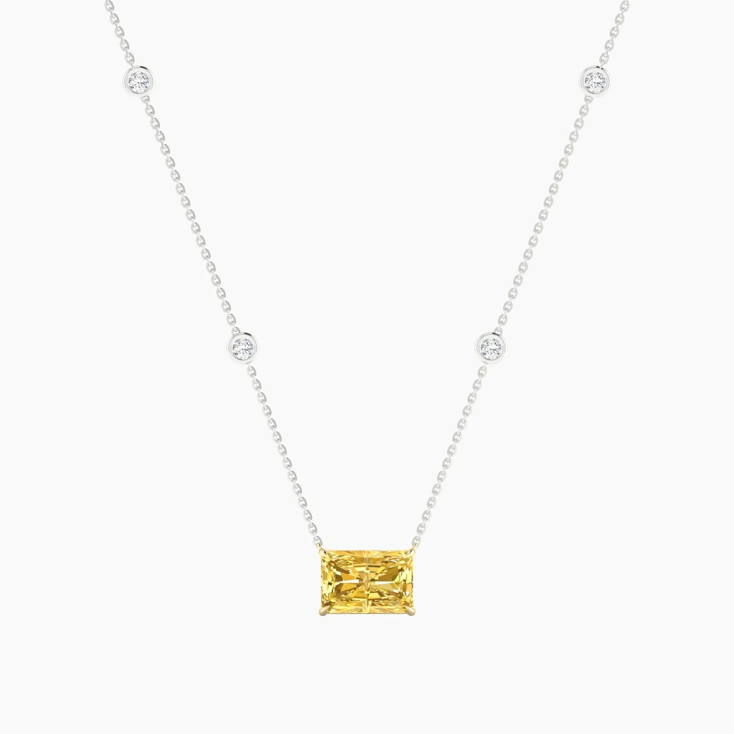 Solitaire with Sautoir | 18k White & Yellow Gold 3 ct Yellow Lab Diamond Radiant Cut Pendant