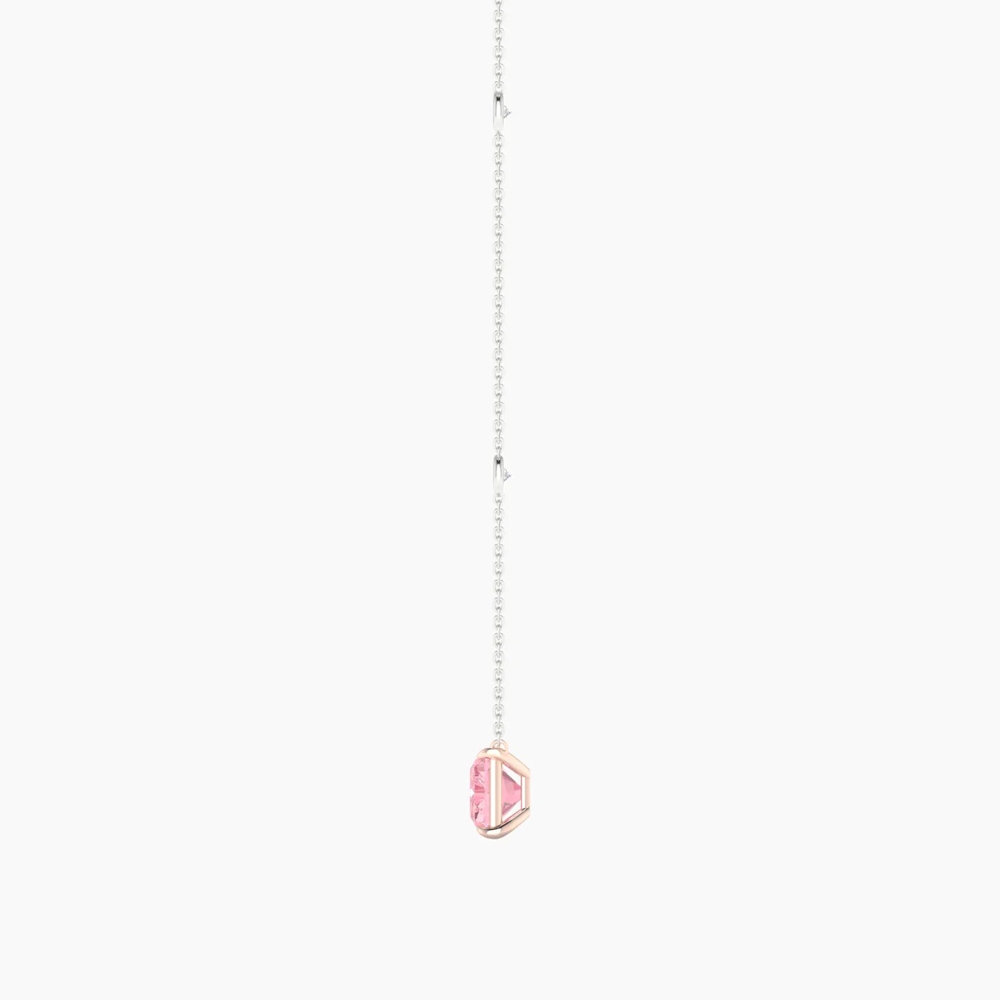 Solitaire with Sautoir | 18k White & Rose Gold 3 ct Pink Lab Diamond Radiant Cut Pendant