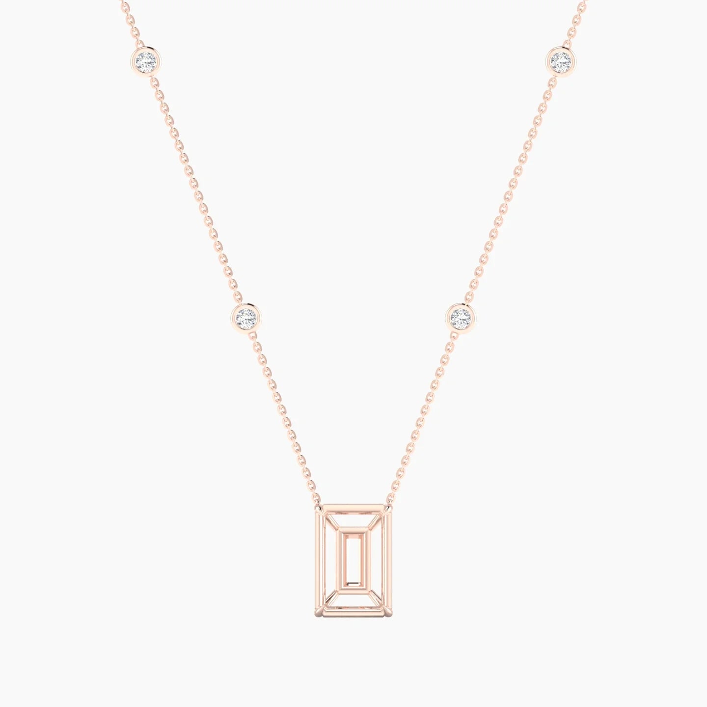 Solitaire with Sautoir | 18k Rose Gold 5-7.99 ct Radiant Cut Pendant Setting